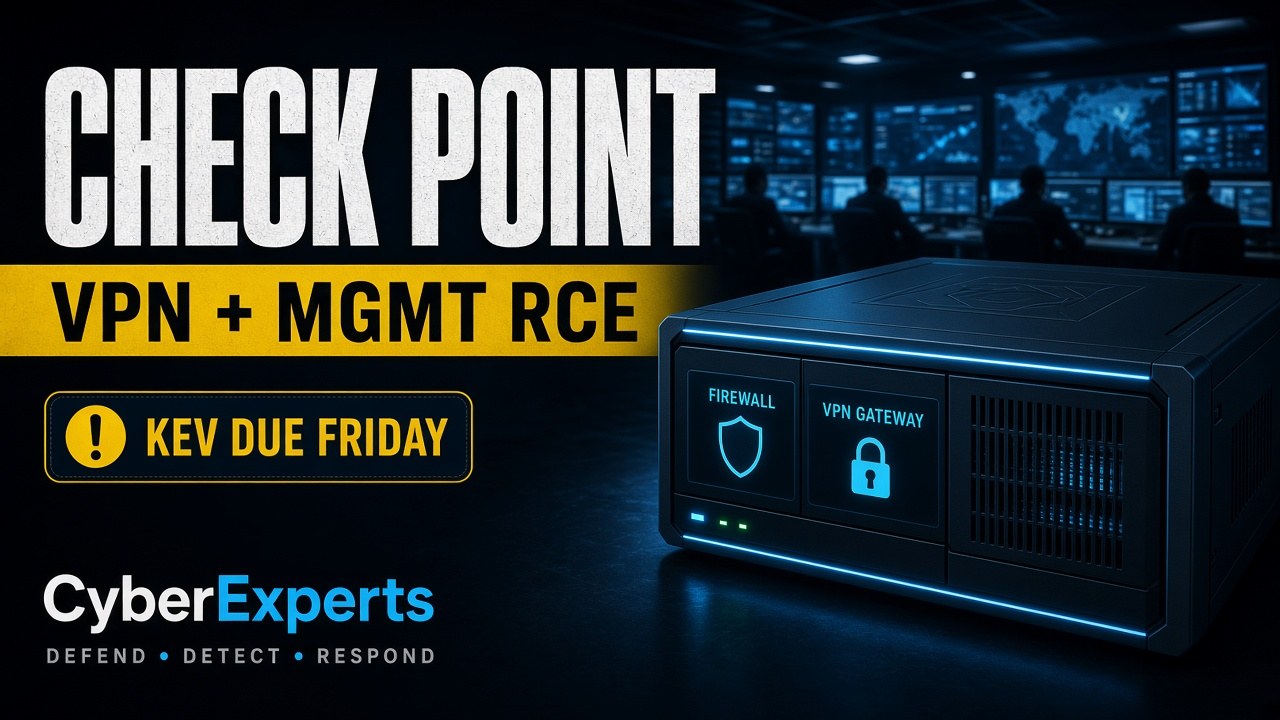Check Point CVE-2026-85102 / 93616: VPN Gateway RCE + Management Zero-Day — KEV Due September 25