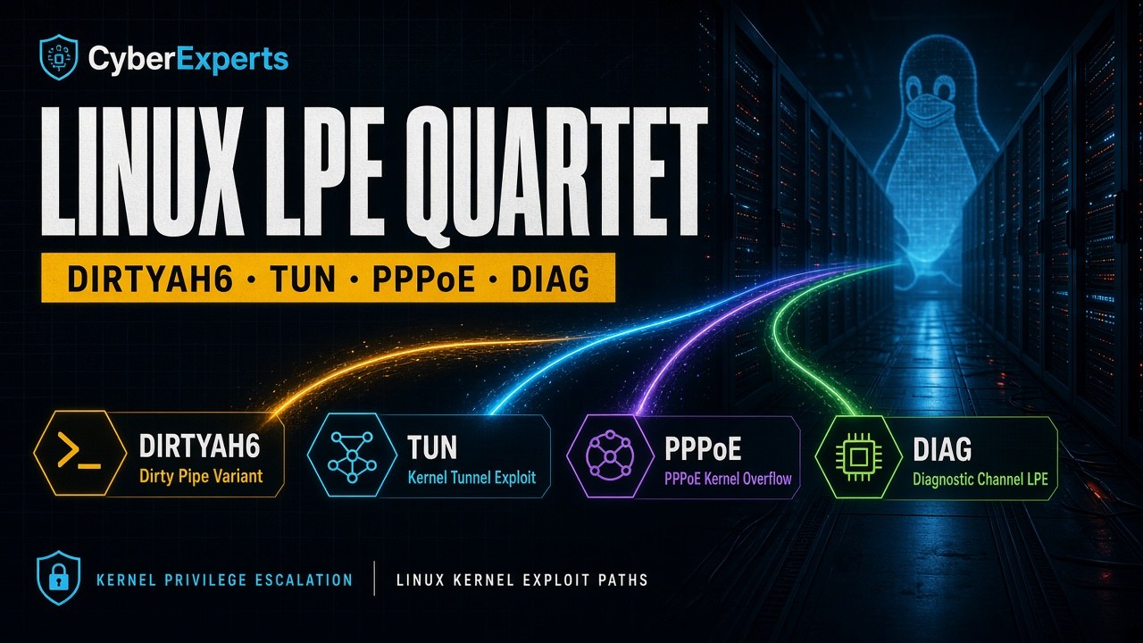 Linux LPE Quartet: DirtyAH6, TUNderflow, PPPoEject, DiagSpill — Patch Beyond Monday’s KEV