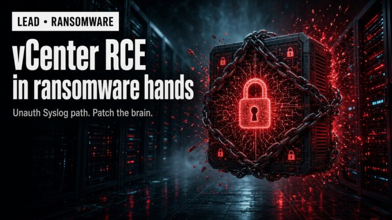 VMware vCenter CVE-2026-59310: Ransomware Gangs Join Unauth Syslog RCE