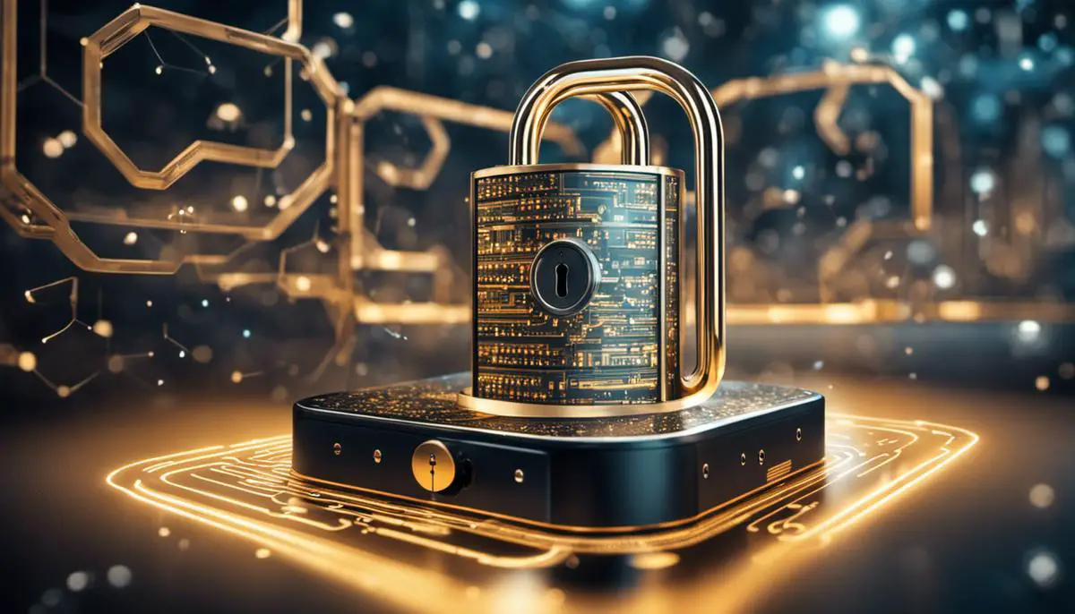 An image showing a futuristic lock with AI, quantum computing, and cloud symbols to represent the future of application security.