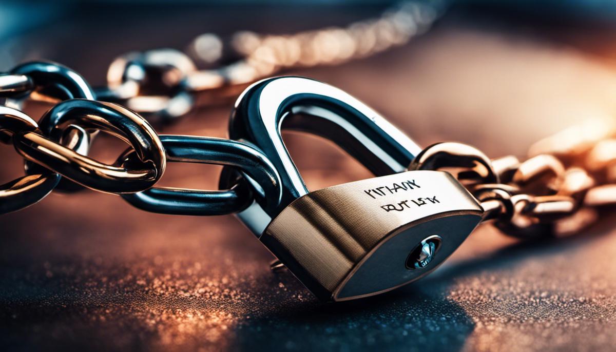 Image of a lock and a chain, symbolizing the interconnection and security of blockchain in cybersecurity