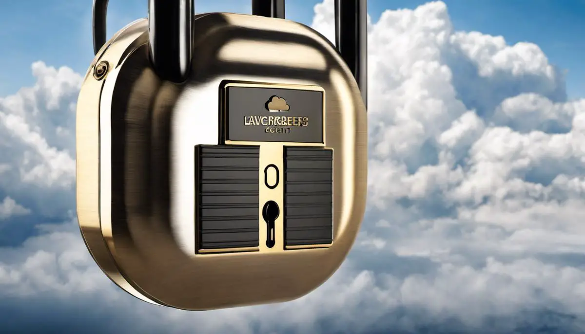 An image showing a secure lock and a cloud symbol to represent cloud security measures