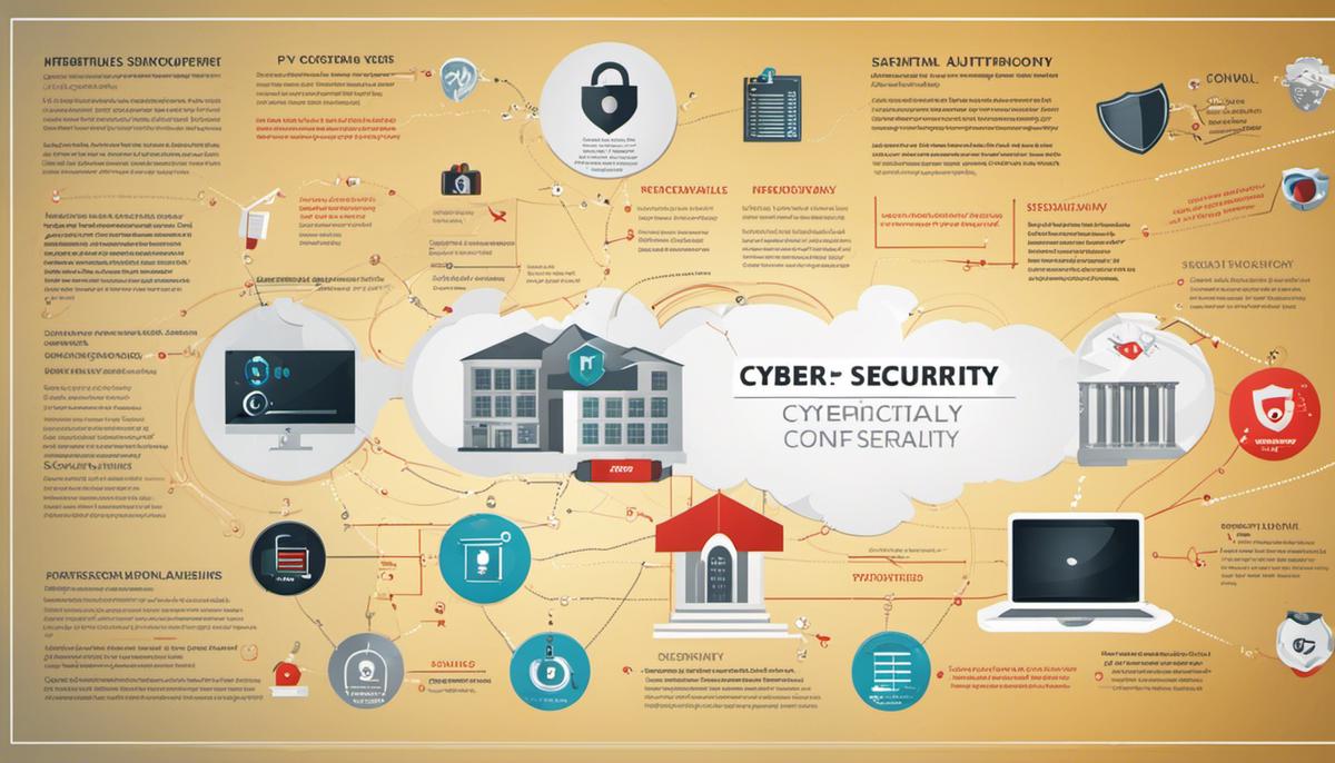 A diagram illustrating the principles of cyber security, including confidentiality, integrity, availability, authenticity, non-repudiation, and responsiveness.