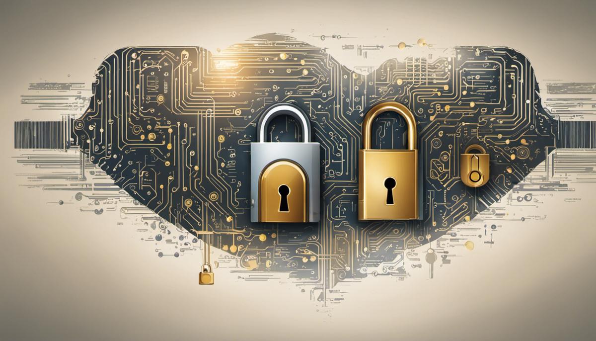 Illustration depicting locks and codes symbolizing the foundational theories in cyber security.