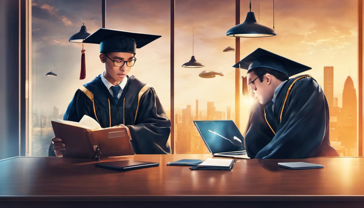 Image depicting the importance of continuous learning in cybersecurity, showing a person graduating to achieve mastery, and then becoming a student again reflecting the ongoing learning process.