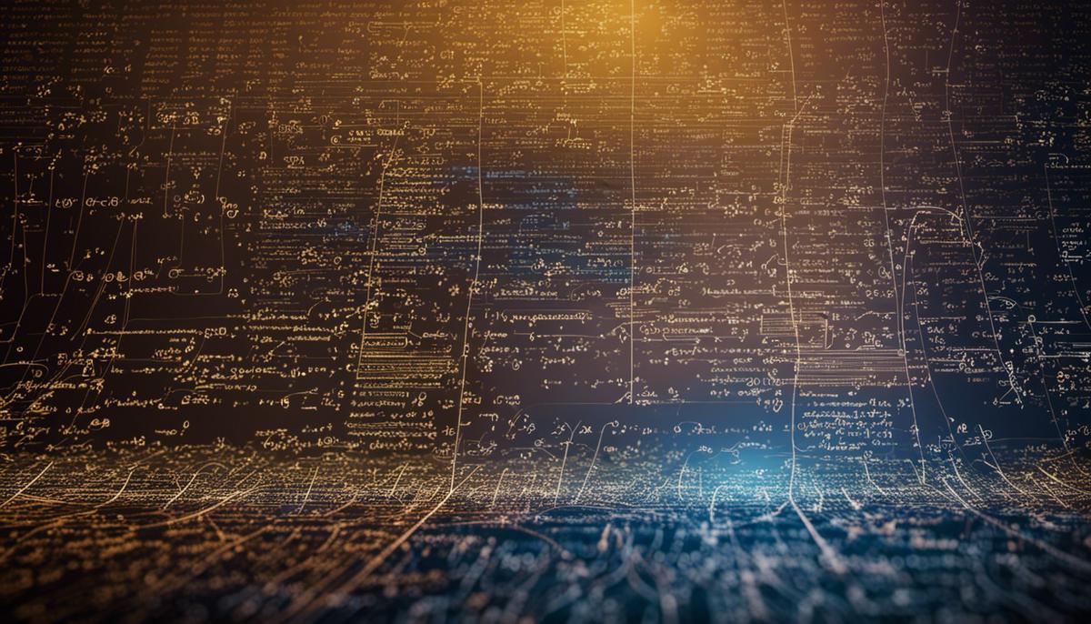 An image of mathematical equations and computer code, does cybersecurity require math