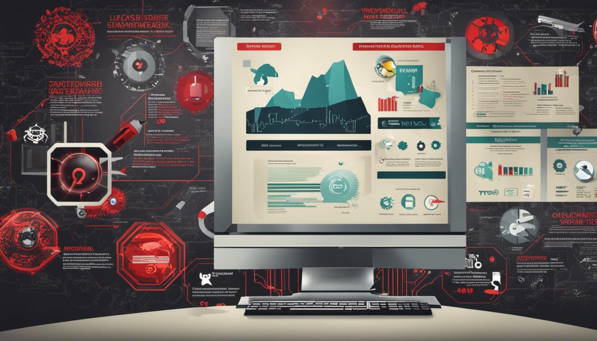 Image depicting various types of malware and their potential impact on computer systems and users