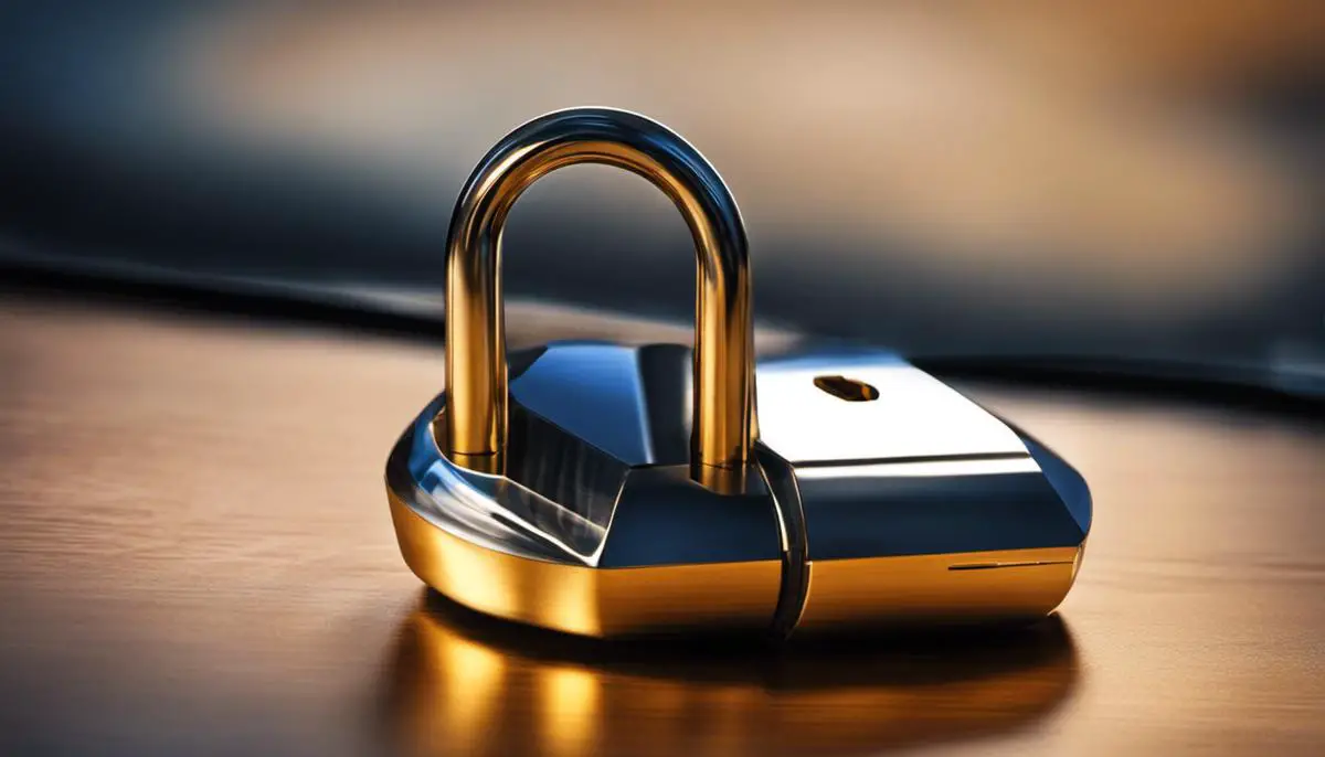 A lock symbolizing network security key