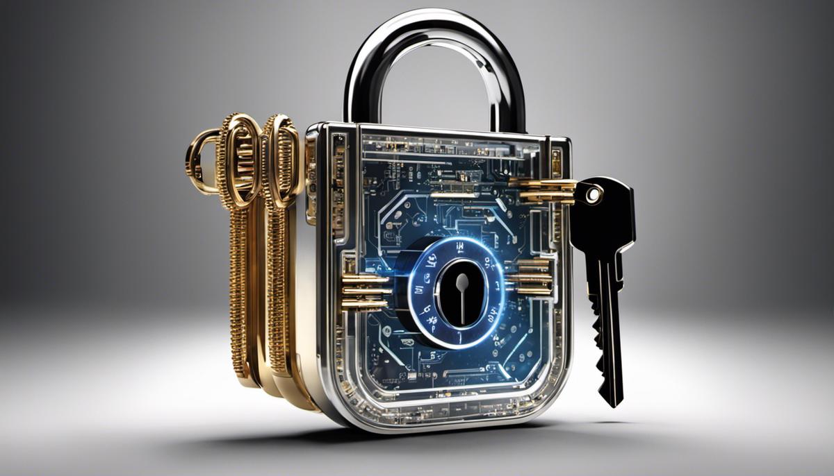 Illustration depicting a digital padlock with multiple keys representing different penetration testing techniques